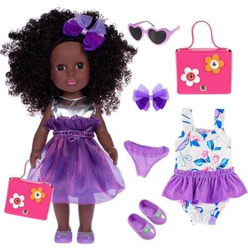 Muñeca negra africana de 14.5 pulgadas con accesorios miniatura 1