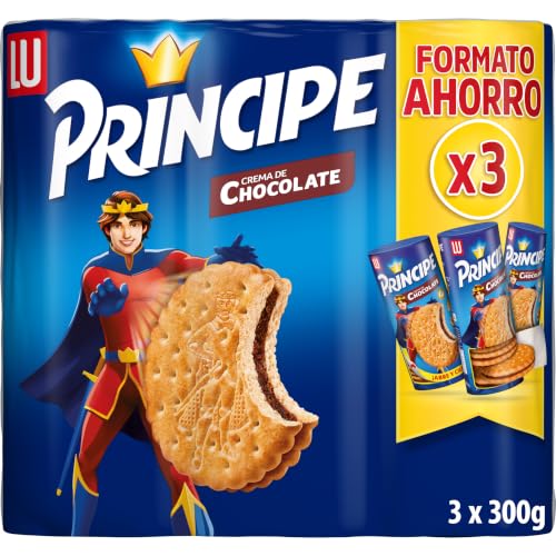 Príncipe Original, Galletas Sándwich Rellenas de Crema de Chocolate con Leche, Pack Ahorro 3 x 300g