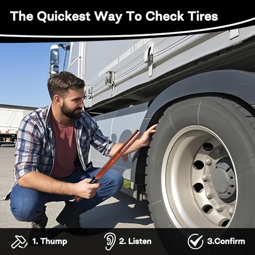 Image of Wooden Tire Thumper Fish Bat Knocker Truckers Tool for Checking Tire Pressure Weighted Stick with Extra Grip
