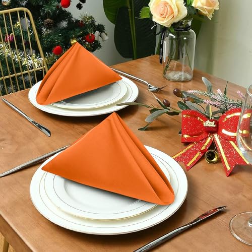 Image of Ruvanti Cloth Napkins Set of 4, 18x18 Inches Napkins Cloth Washable, Soft, Durable, Absorbent, Cotton Blend. Table Dinner Napkins Cloth for Hotel, Lunch, Restaurant, Wedding Parties - Fall