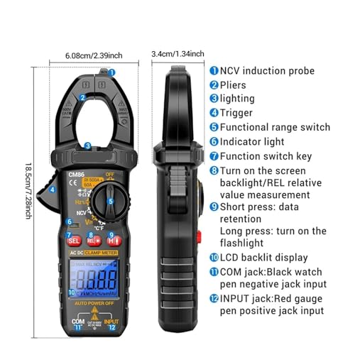 1pcs Digital Clamp Meter Multimeter 600A AC/DC Current Voltage Diode (CM86 Black Pro) miniatura 3