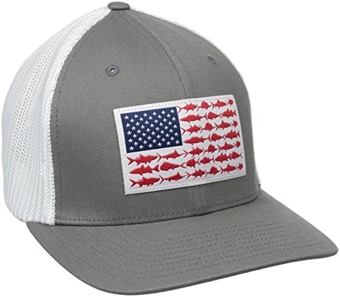Columbia PFG Mesh Ball Cap, Titanium/Fish Flag, Small/Medium
