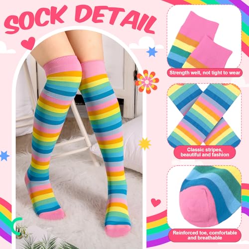 Image of Geyoga Arm Warmers Leg Warmers Striped Thigh High Socks Fingerless Gloves Stockings Christmas Halloween