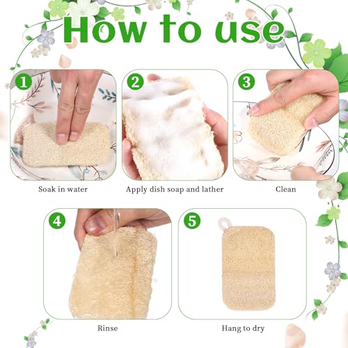 Image of 6 PCS Loofah Sponge for Dishes, Loofah Dish Sponge for Kitchen, Compostable Natural Sponges for Dishes
