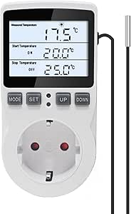 KETOTEK Digital Temperaturregler Thermostat Steckdose 230V mit 3m Fühler, Steckdosen Thermostat