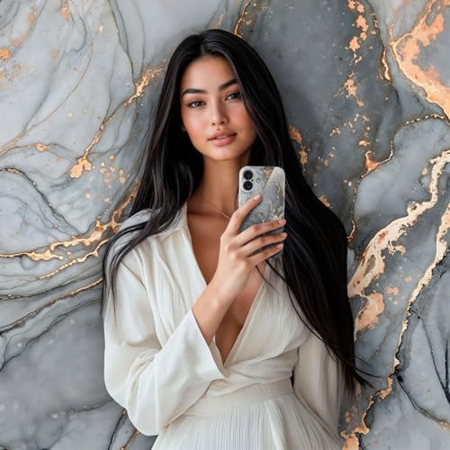 Coque iPhone 16 Plus marbre gris or rigide avec protection caméra intégrée - 3