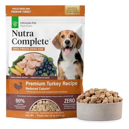 ULTIMATE PET NUTRITION Nutra Complete Reduced Calorie, 100% Freeze Dried Raw Veterinarian-Formulated Premium Adult Dog Food (1 Pound, Turkey)