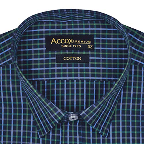 Image of ACCOX Men's Half Sleeves Formal Regular Fit Cotton Check Shirt(Multi,GC122)