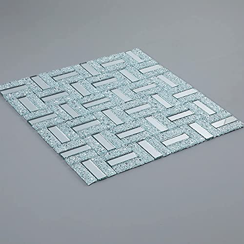Diflart Mirror Glass Mosaic Tile Crystal Brick Frosted Backsplash For Kitchen Bathroom Pack Of 6 Sheets #TOP7