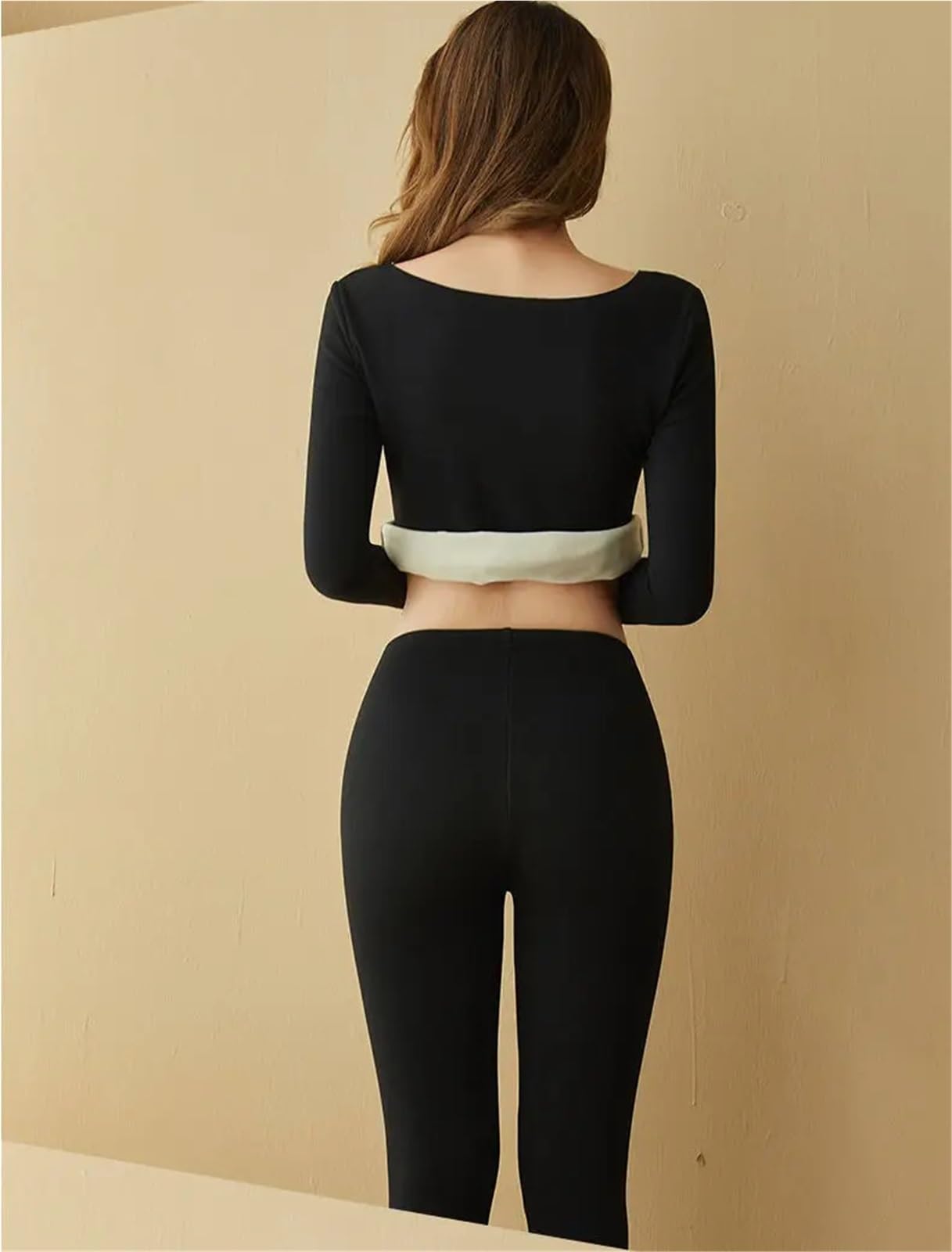 Conjunto TéRmico para Mujer Conjunto de Ropa Interior térmica Invierno for Mujer, Tops Manga Larga sin Costuras, Traje Largo lencería for
