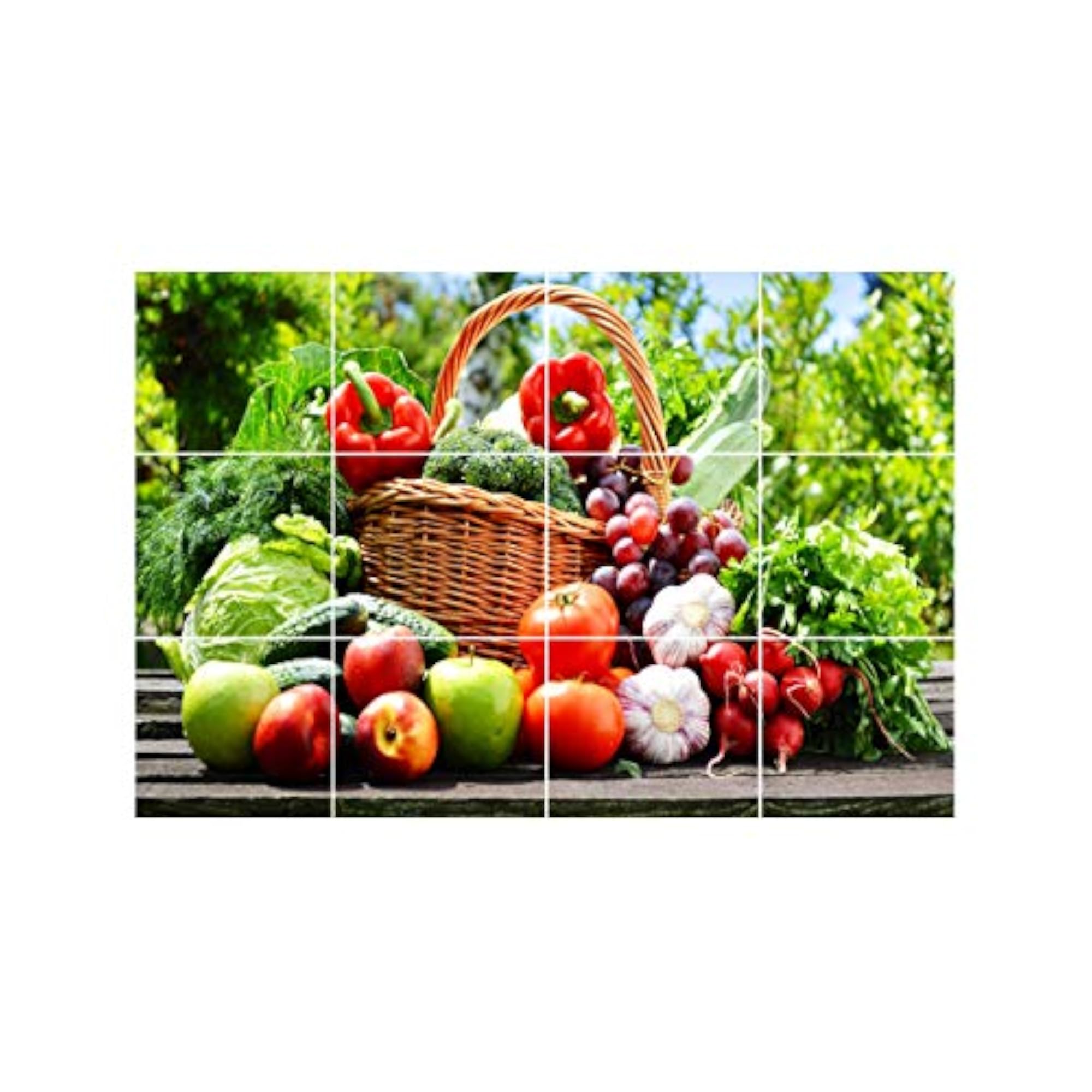 Green Vegetables & Fruits Basket Kitchen Wall Sticker