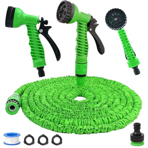 Manguera Flexible Jardín, Mangueras de jardín expandibles, Manguera Extensible 15 M, Manguera jardin extensible, Flexible Manguera de Jardín con Pistola Rociadora 7 Funciones para Lavado de Coches