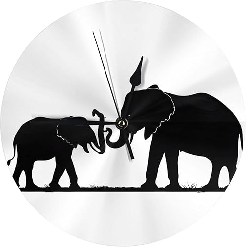Miniatura 1 de Old Elephant and Young Elephant Round Wall Clock,10 Inch Round Easy to Read for Home Office & School Decor Clock
