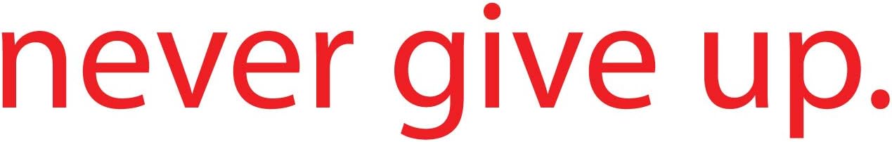 Never Give Up Motivational Quote - Wall Art Decal - 2 x 18 Decoration Sticker - Life Quote Decal - Over The Door Vinyl Sticker - Peel Off Vinyl Decals (Red)