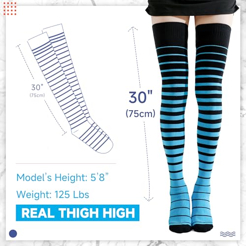 Image of Kayhoma Extra Long Gradient Zebra Stripe Thigh High Socks Over the Knee High Socks,2 Pairs