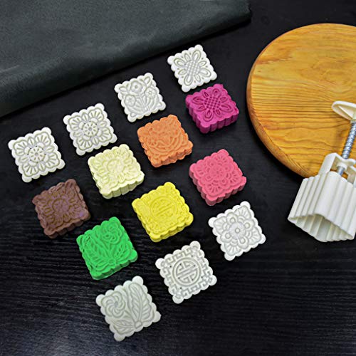 OTGO Molde de bolo de lua, 50 g, com 7 carimbos, cortador de biscoitos, prensado à mão, molde de bol