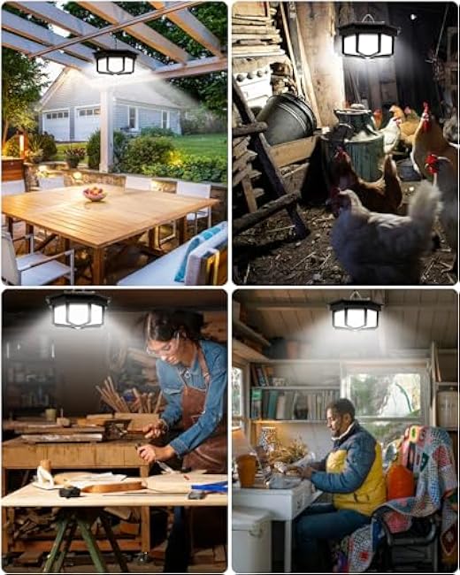 Solar Shed Light Indoor Outdoor 288LED 360¡ãLighting Solar Lights Work in Daytime with Remote Control, Waterproof Solar Gazebo Lights with Motion Sensor/5 Modes for Home Shed Garage Barn