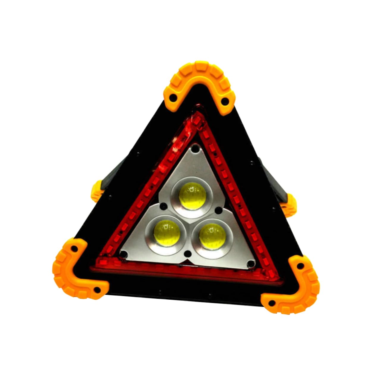 Balise de Sécurité LED Triangulaire Rechargeable Jaune, pour Voiture