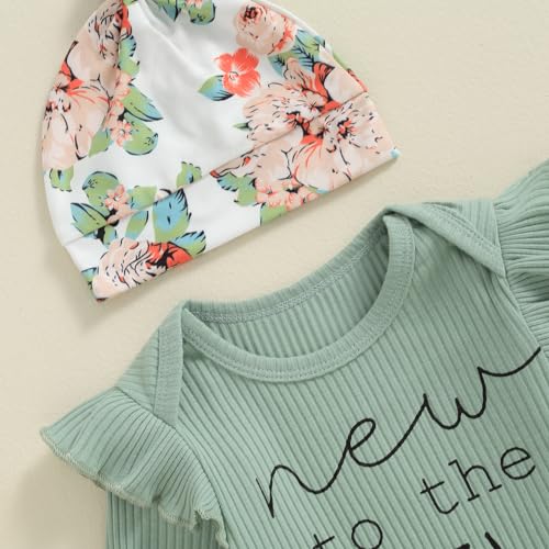 Madjtlqy Newborn Baby Girl Fall Winter Clothes Long Sleeve Ribbed Romper Top Bow Pants Headband Hat Set Coming Home Outfits4