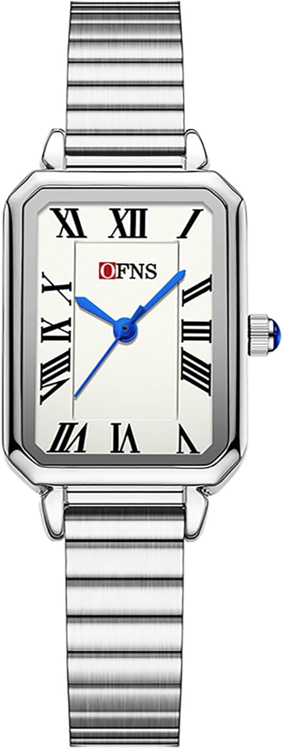 Women‘s Retro Square Watch - Easy Adjust Stainless Steel Band, 3ATM Waterproof, Roman Numeral Dial, Vintage Quartz Wristwatch