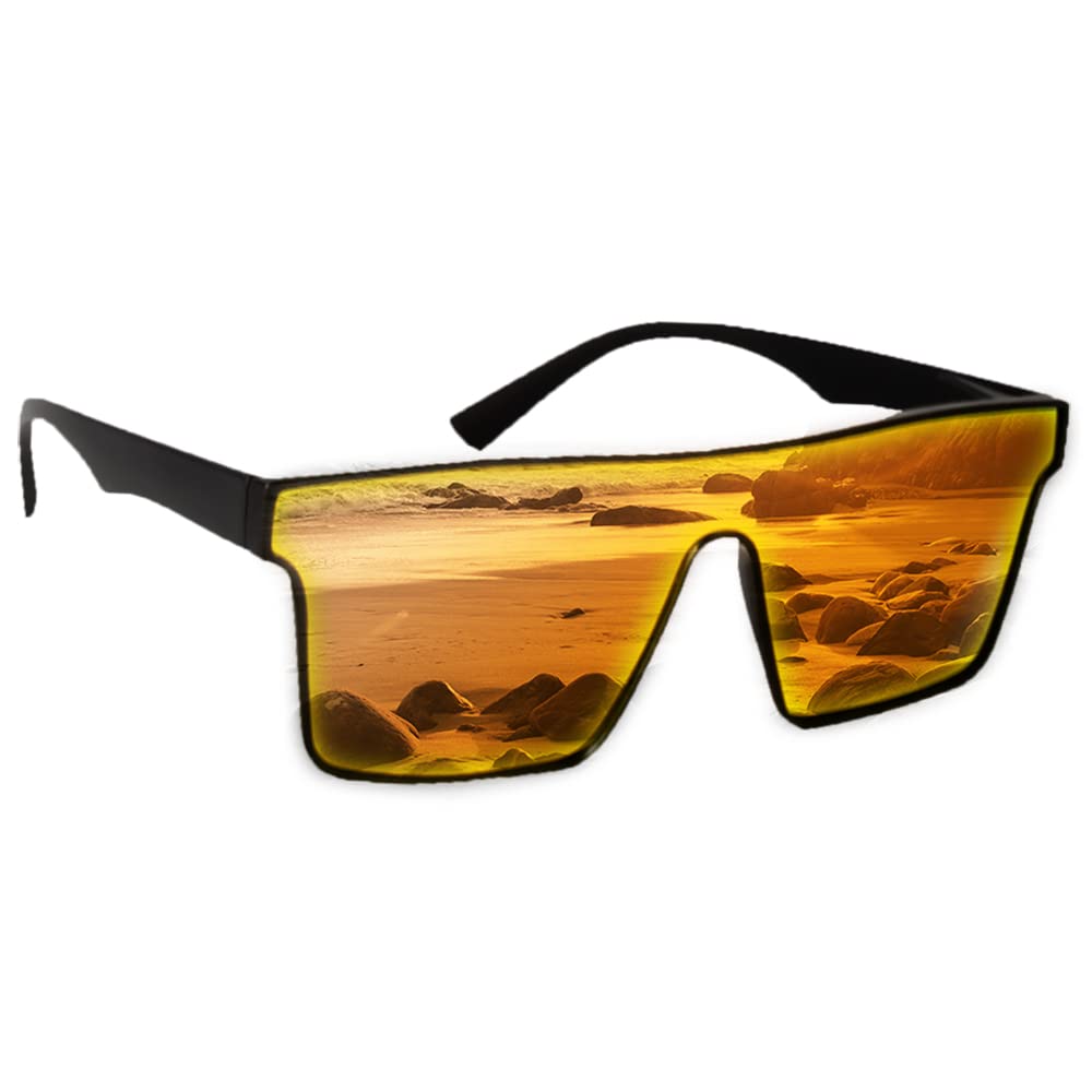 GOODEYE BRIGHT SHIFT Polarized BOLD PLATED Sunglasses | Sports Mirrored Square Rectangle Shades for Men Women