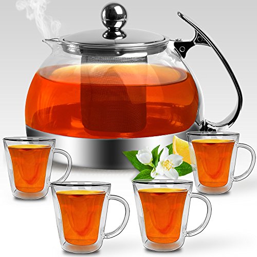 Set de 5 pièces Théière avec passoire à thé en...