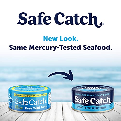 Safe Catch Elite Tuna Canned Wild Caught Tuna Fish Low Mercury Can Tuna Solid Steak Gluten-Free Keto Non-Gmo Kosher Paleo-Friendly High Protein Food, Every Can Of Tuna Is Tested, 12 Pack 5Oz Tuna Cans #TOP5