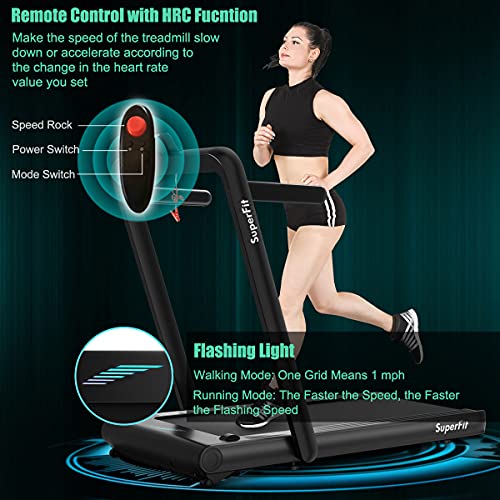 Image of GYMAX Under Desk Folding Treadmill, 4.75HP 2 in 1 Running Walking Machine with Heart Rate Control, APP Control, LED Touch Screen and Remote, Luxury Treadmill for Home /Gym (Black)