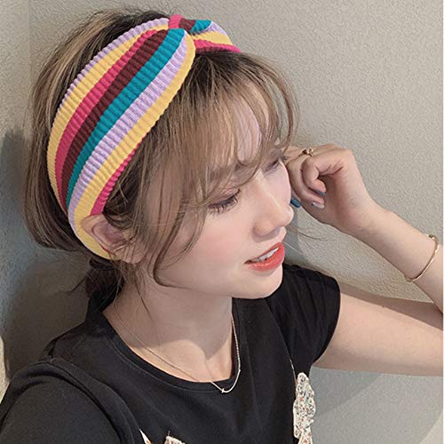5 Pack Women's Boho Headbands for Women Girls Wide Bohemian Knotted Yoga Headband Head Wrap Hair Band Elastic Hair Band Accessories for girl(E) - Thumbnail 6