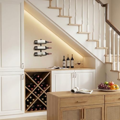 Image of B4Life Wine Rack Wall Mounted 3 Bottles, Hanging Wink Racks Small Space | Small Apartments Wine Selection, Newcomers, Dress up a Blank Wall, Small Wine Rack, Home Bar, Modern, Cellar, Kitchen