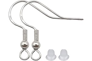 200 Pairs 925 Sterling Silver Fish Hook Earring Wires with Clear Rubber Backs
