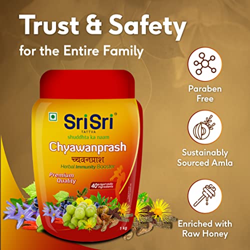 Image of Sri Sri Tattva Chyawanprash - Herbal Immunity Booster with 40+ Ayurvedic Ingredients for Better Strength and Stamina - 1kg (Pack of 2)