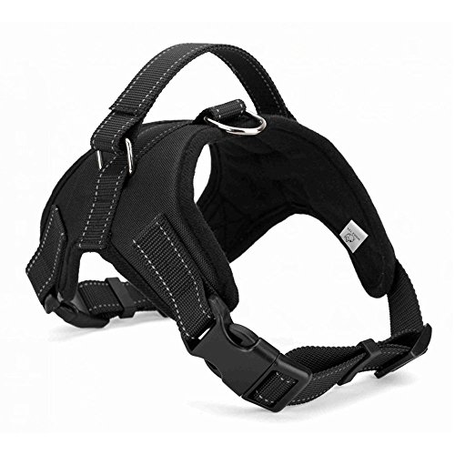 WIGGLE TAIL No Pull Dog Harness with Handle, Reflective Adjustable Vest Harness for Small Medium Large Dogs in Training Walking and Hiking(Black, Large)