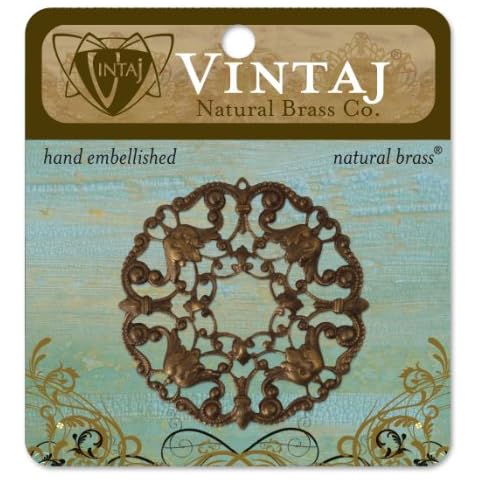 Vintaj 1-Piece Ornate Wreath Decorative Filigree with Hole, 49mm Cover