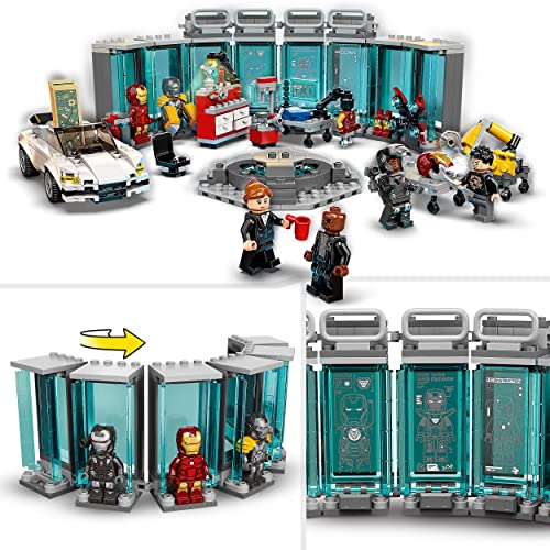Marvel Armeria di Iron Man, Set per Costruire la Stanza delle Armature dei Supereroi Avengers, con Casco, Tuta e Macchina Giocattolo, Idea Regalo, Giochi per Bambini e Bambine da 7 Anni 76216 - Lego - Immagine 4