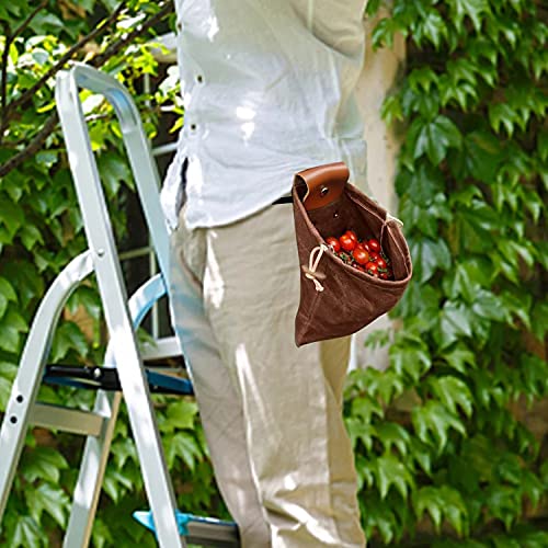 ASENIE Foraging Bag Waxed Canvas Collapsible Outdoor Camping Foraging Pouch Mushroom Storage Water Resistant Leather Bushcraft Belt Tinder Dump Pouchs Brown for Travel Camping Hiking Bag Only (Brown) 8 ASENIE Foraging Bag Waxed Canvas Collapsible Outdoor Camping Foraging Pouch Mushroom Storage Water Resistant Leather Bushcraft Belt Tinder Dump Pouchs Brown for Travel Camping Hiking Bag Only (Brown) - Image 8
