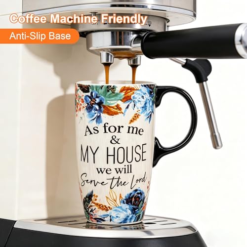 Mug de cerámica para viaje 17 oz con tapa y diseño floral miniatura 3