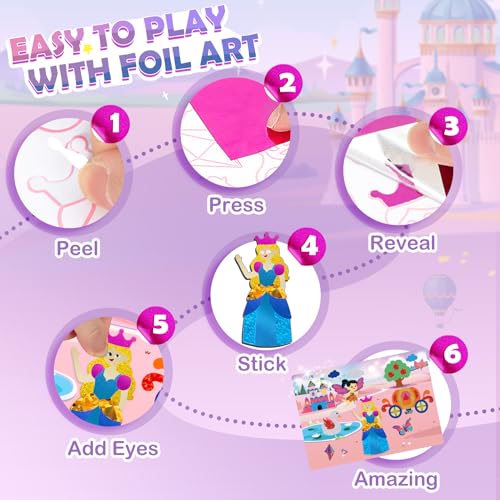 image for URMYWO Foil Arts and Crafts for Kids Ages 4-8, Art Craft Supplies Kits