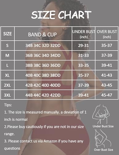 Image of Womens Lace Seamless Bra Wireless Full Coverage Push Up Bras for Women No Underwire Comfortable Bralettes, Red, M
