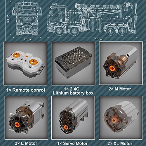 Onenineten Technik LKW mit Kran Bausteine , 2.4G/APP RC Straßenrettungsfahrzeug Bausatz Spielzeug Motor und… – Bild 8