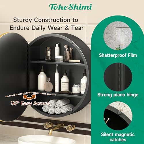 Image of TokeShimi 20 x 20 in Gold Medicine Cabinets for Bathroom, Wall Mounted Only