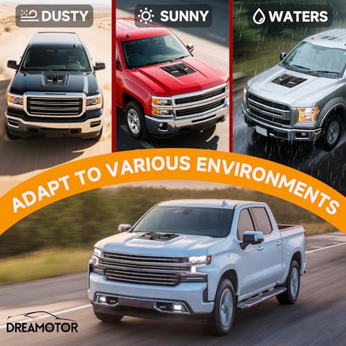 Image of DREAMOTOR Hood Scoops For Cars, Universal Hood Scoop Vents, Automotive Hood Scoops for Trucks Compatible with F150 F250 F350 Dodge Ram 1500 2500 Toyota Tundra GMC Sierra 1500 2500 Jeep Wrangler
