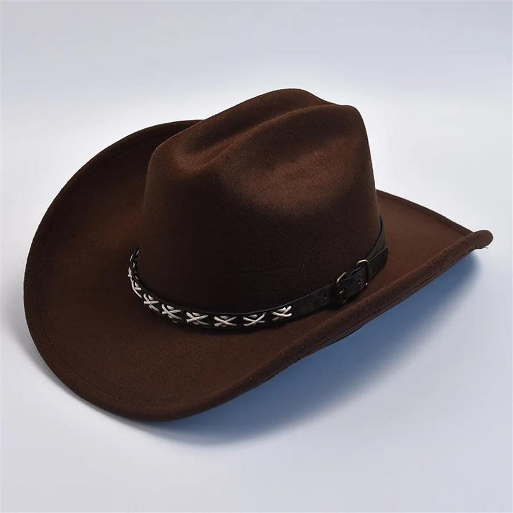 Vintage Big Edge Western Cowboy Hat for Men and Women Unisex Jazz Cowgirl Fedora