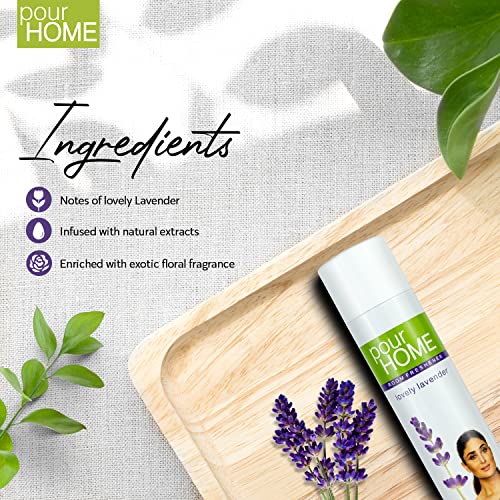 Image of POUR HOME Lovely Lavender Room Air Freshener Spray - 220ML Each (Pack of 2) Long-Lasting Fragrance - Reduces Odours - Suitable for Home & Office