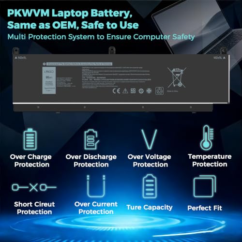 Image of PKWVM Battery Replacement for Dell Precision 7550 7560 7750 7760 P93F P93F001 P93F002 P44E P44E001 P44E002 453-BBCQ C903V CR72X 17C06 0CR72X 0447VR 068N03 95Wh 11.4V