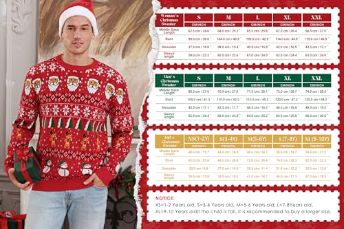 Image of Aiboria Matching Family Ugly Christmas Reindeer Snowflakes Sweater Pullover for Women /Men /Boys /Girls