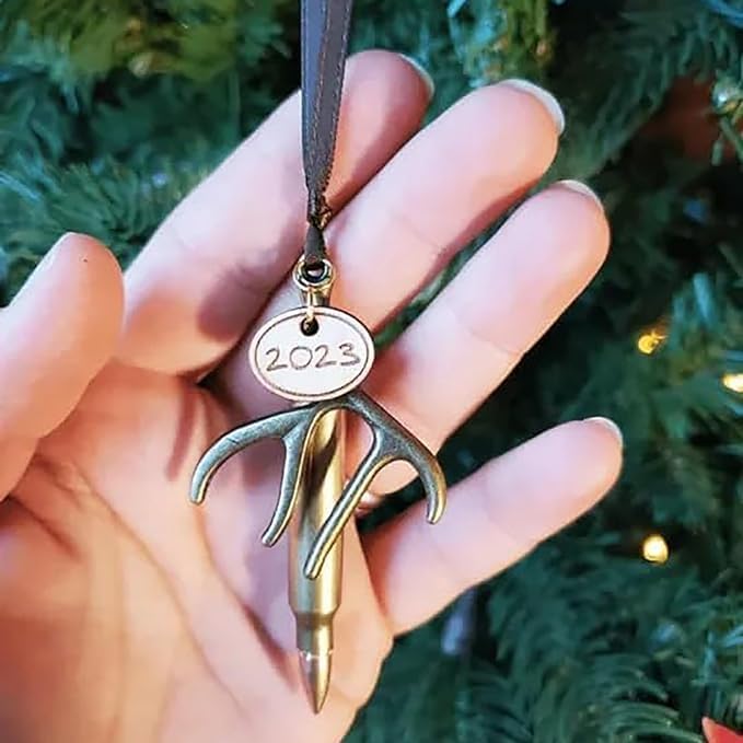 2023 New Bullet and Antler Christmas Tree Ornament, Hunting