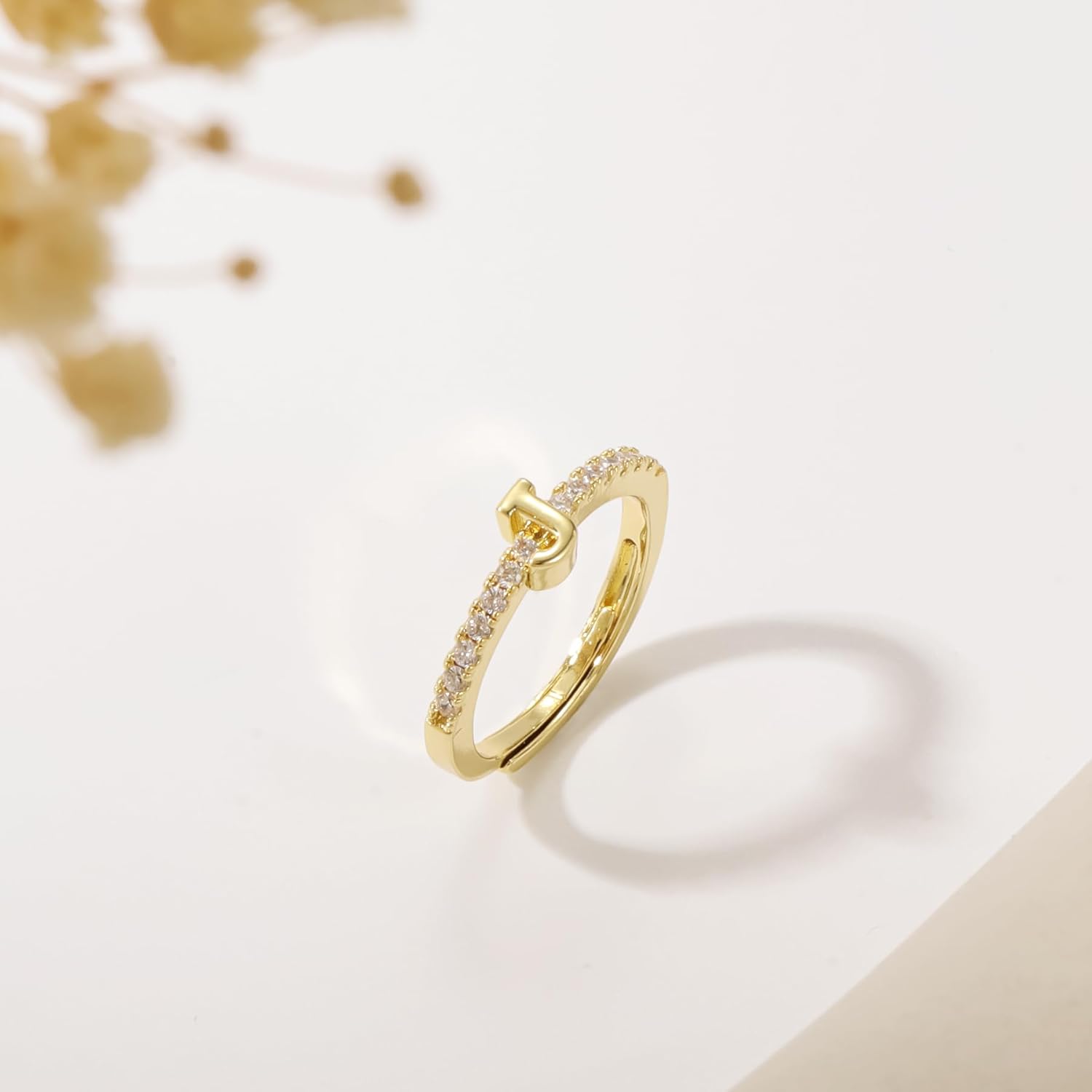 Letter Rings for Women - Adjustable Gold Rings with Non-Tarnish Coating (J) - Image 6