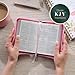 KJV Holy Bible, Mini Pocket Size, Faux Leather Red Letter Edition - Ribbon Marker, King James Version, Pink/Saddle Tan, Zipper Closure, 6.2