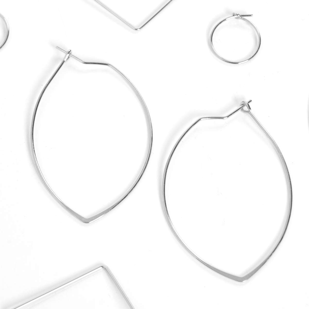 Marquise Threader Big Hoop Earrings for Women - Hypoallergenic and Safe for Sensitive Ears - Plated in 18k Gold or 925 Sterling Silver - Image 3